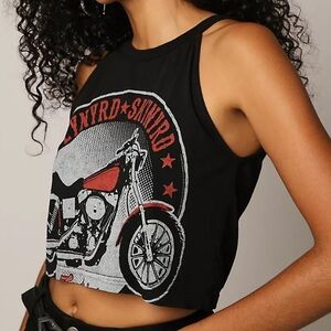 Free people Lynyrd Skynyrd motorcycle, print Crop Tee S